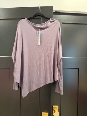 She + Sky Asymmetrical Long-Sleeve Top - Grey with some hint of purple